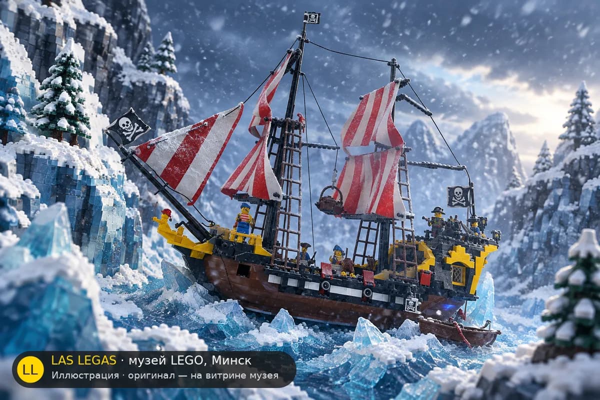 Иллюстрация: LEGO 10040 Чёрная Барракуда в диораме своего сюжета
