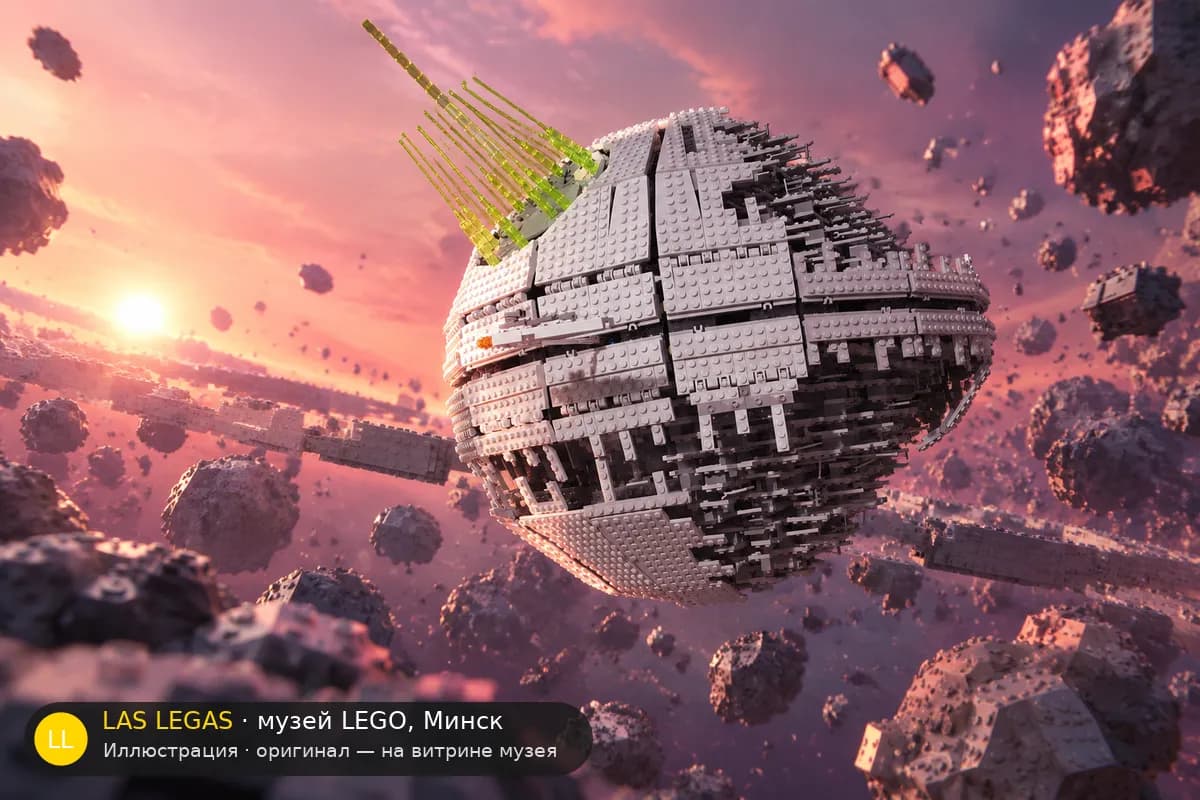 Иллюстрация: LEGO 10143 Звезда Смерти II в диораме своего сюжета