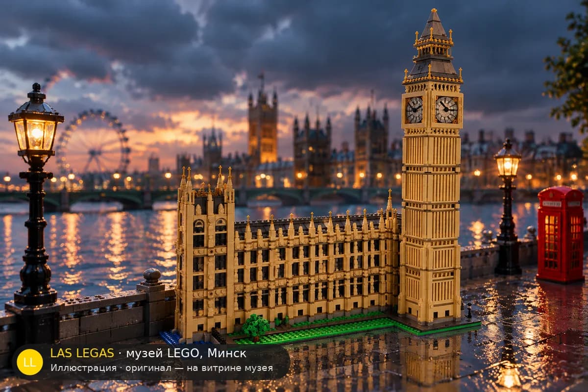 Иллюстрация: LEGO 10253 Биг-Бен в диораме своего сюжета