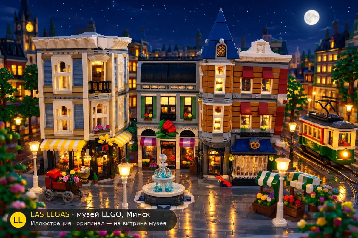 Иллюстрация: LEGO 10255 Городская площадь в диораме своего сюжета