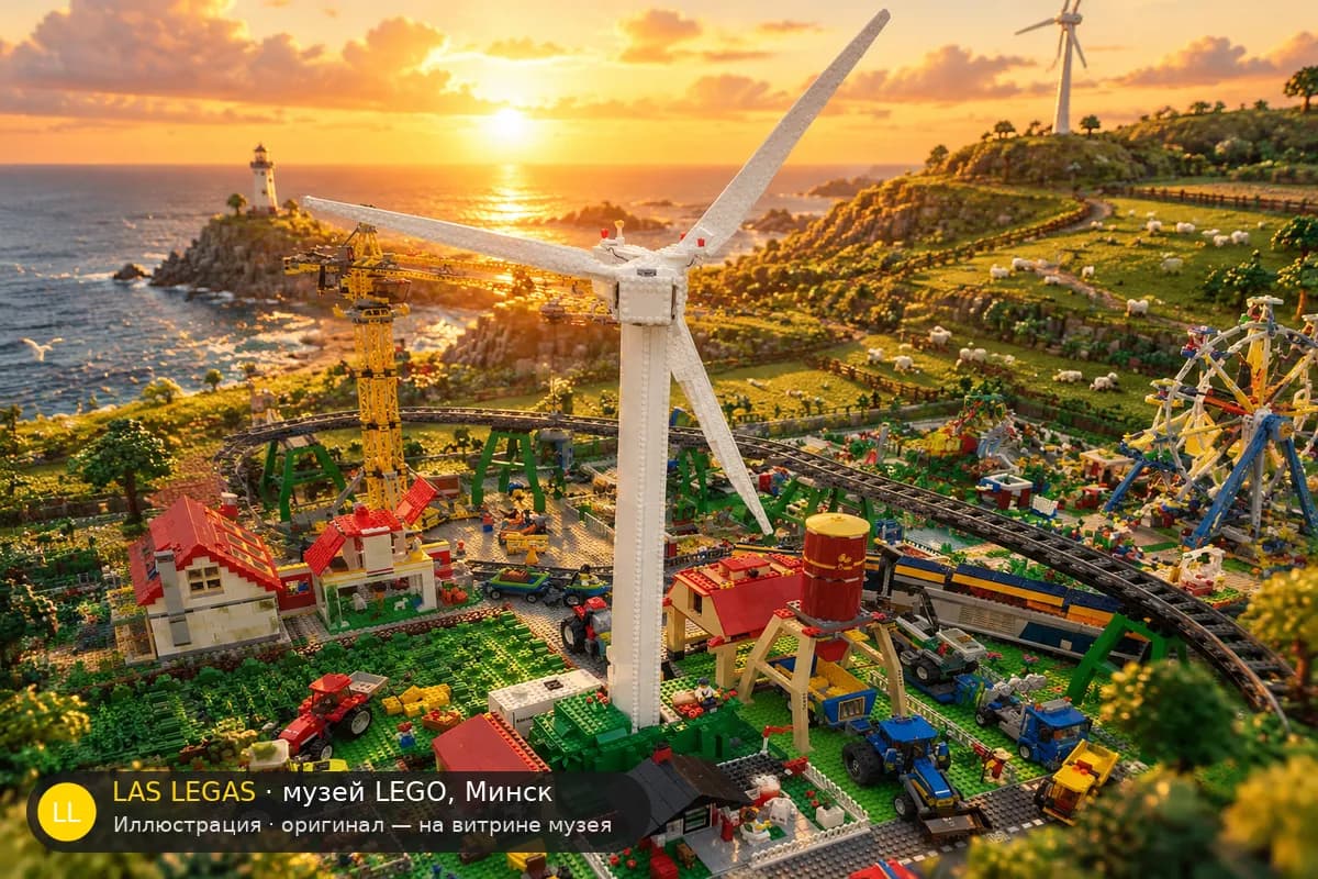 Иллюстрация: LEGO 10268 Ветряная турбина Vestas в диораме своего сюжета