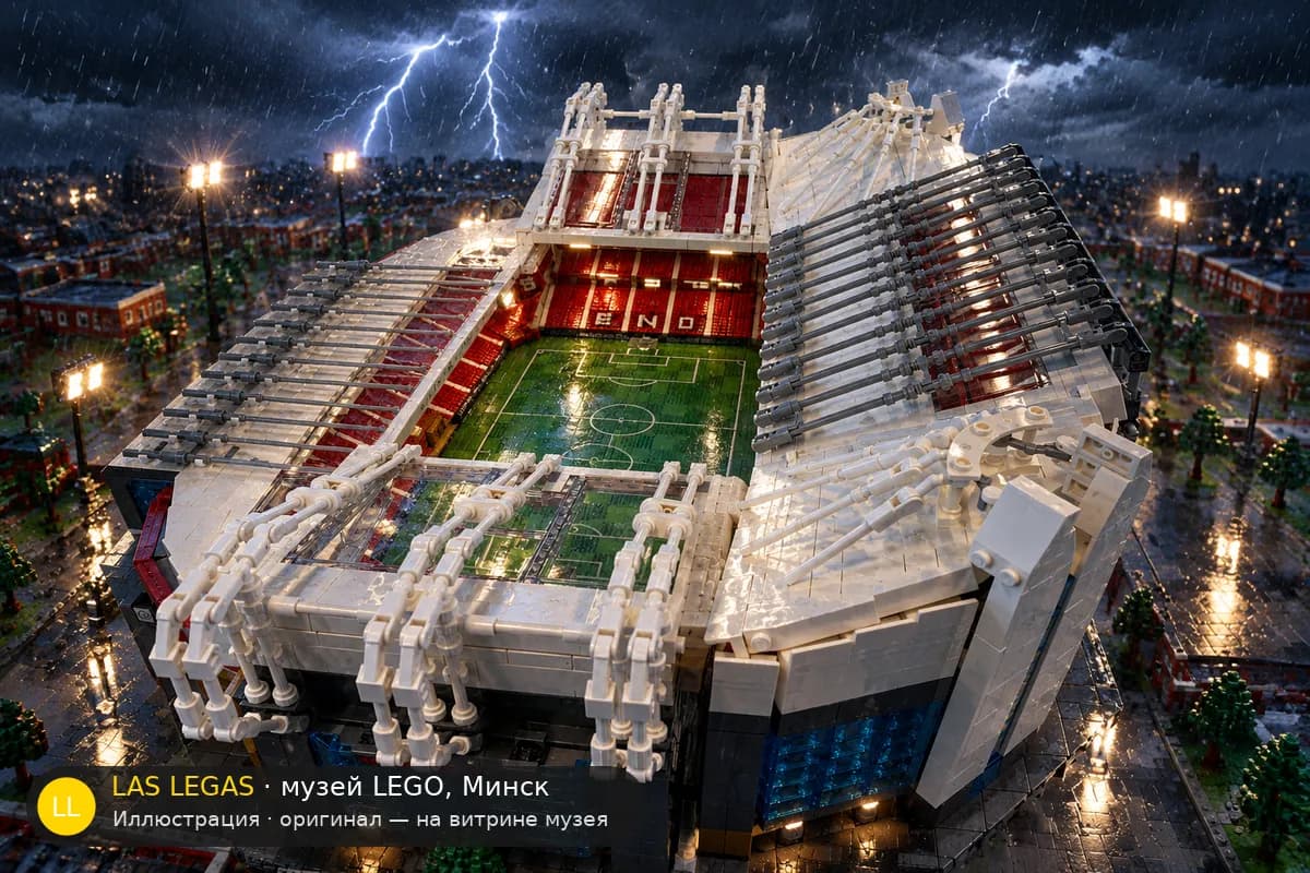 Иллюстрация: LEGO 10272 Олд Траффорд — Манчестер Юнайтед в диораме своего сюжета