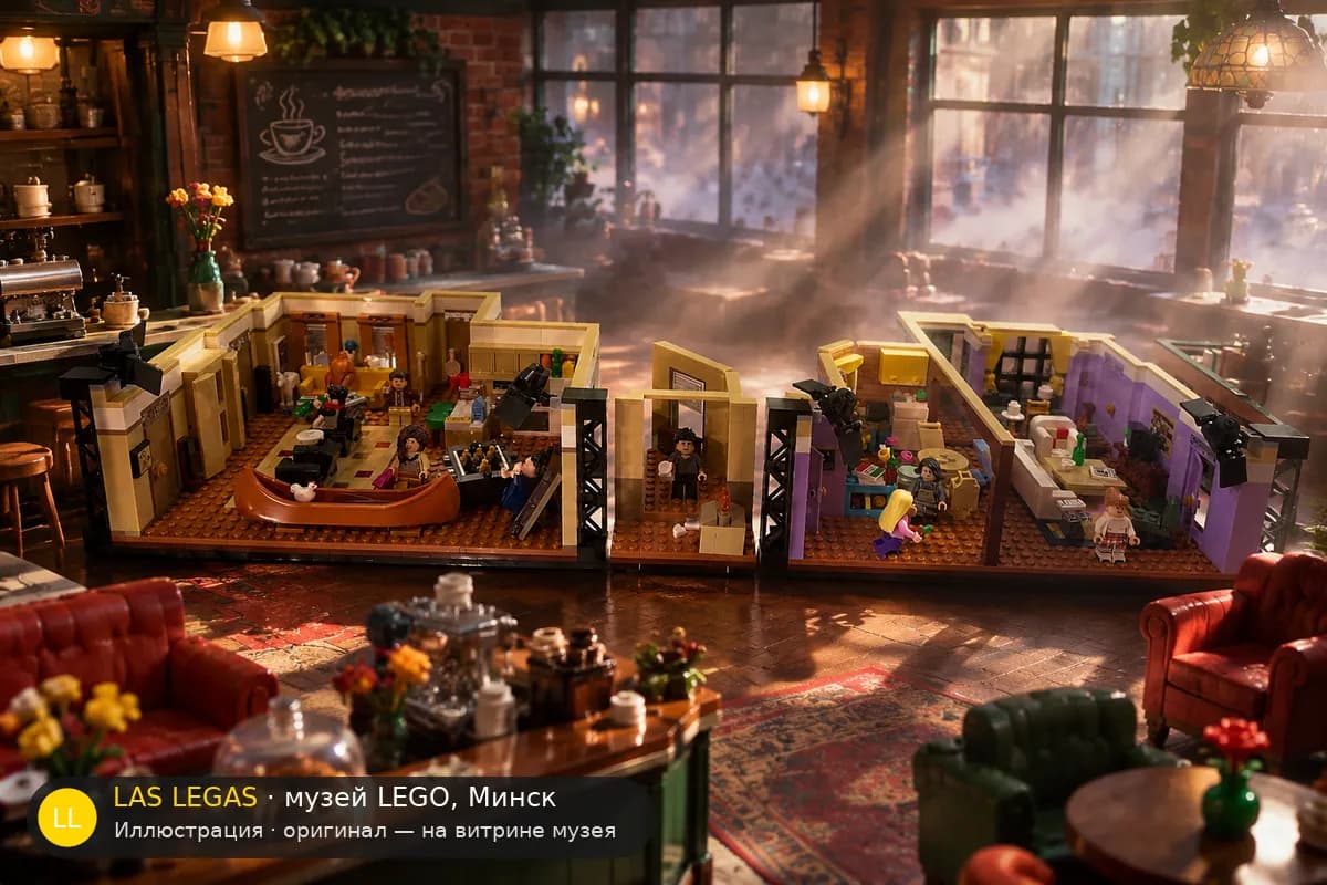 Иллюстрация: LEGO 10292 Квартиры друзей в диораме своего сюжета