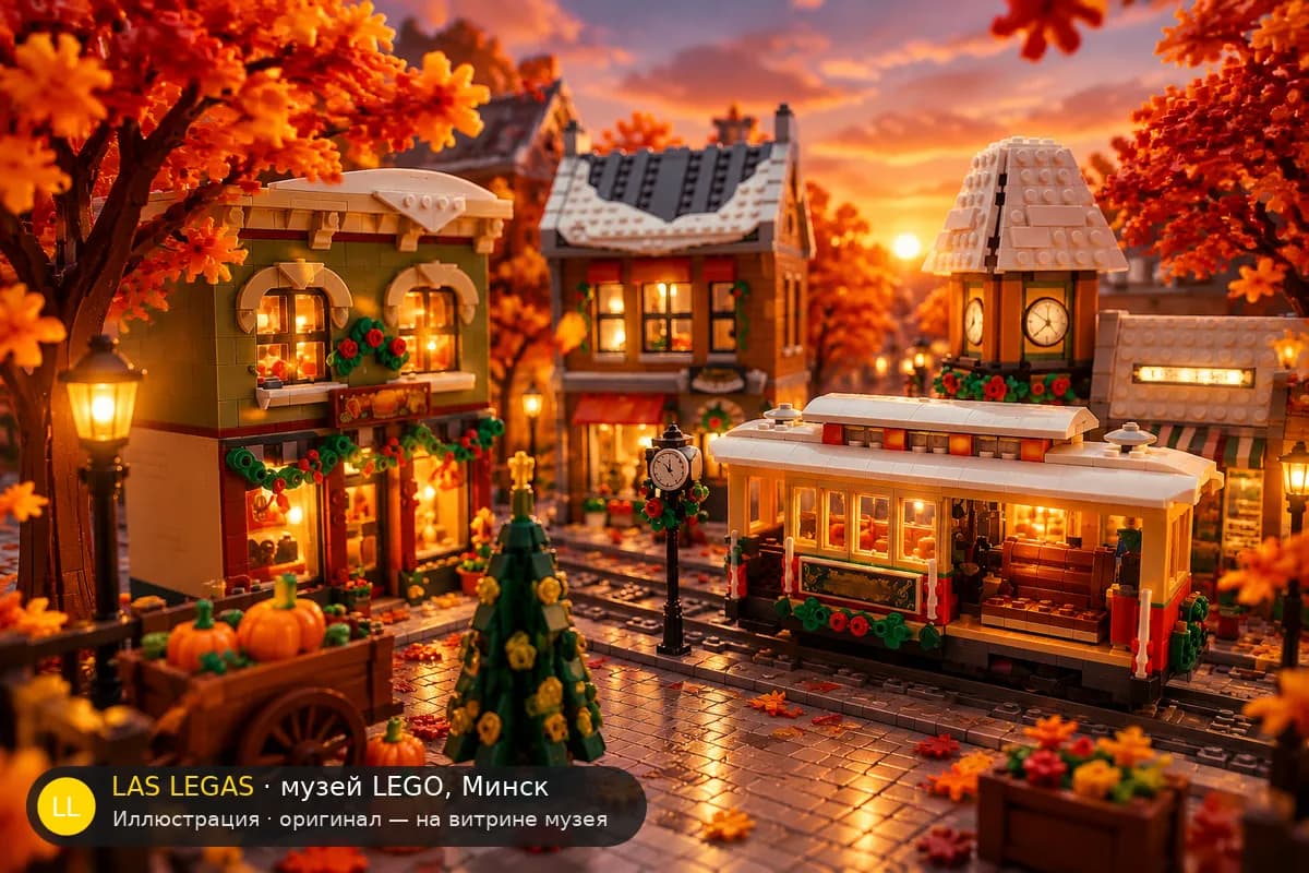 Иллюстрация: LEGO 10308 Праздничная главная улица в диораме своего сюжета