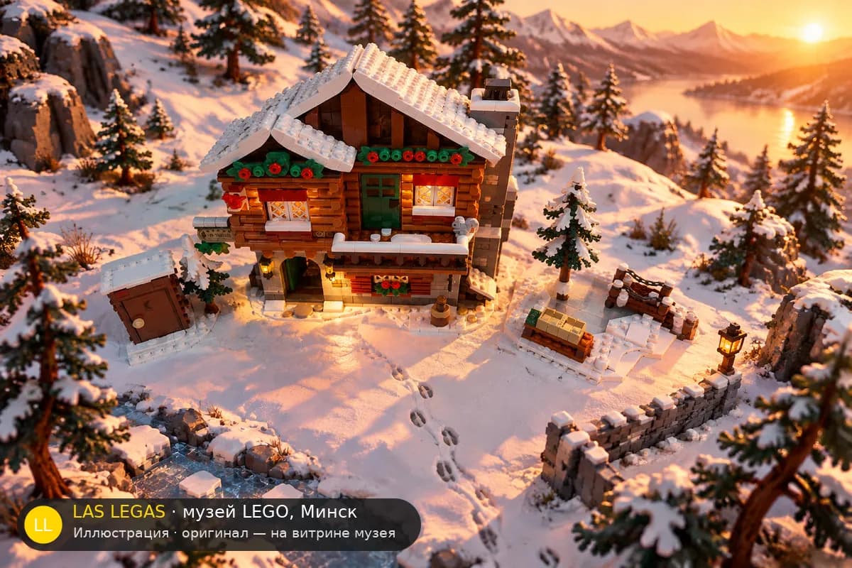 Иллюстрация: LEGO 10325 Горный шале в диораме своего сюжета