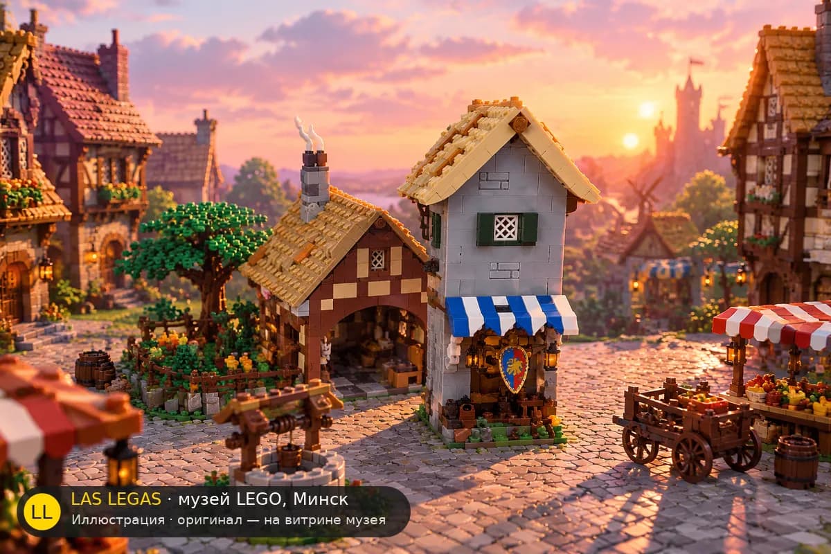 Иллюстрация: LEGO 10332 Средневековая городская площадь в диораме своего сюжета