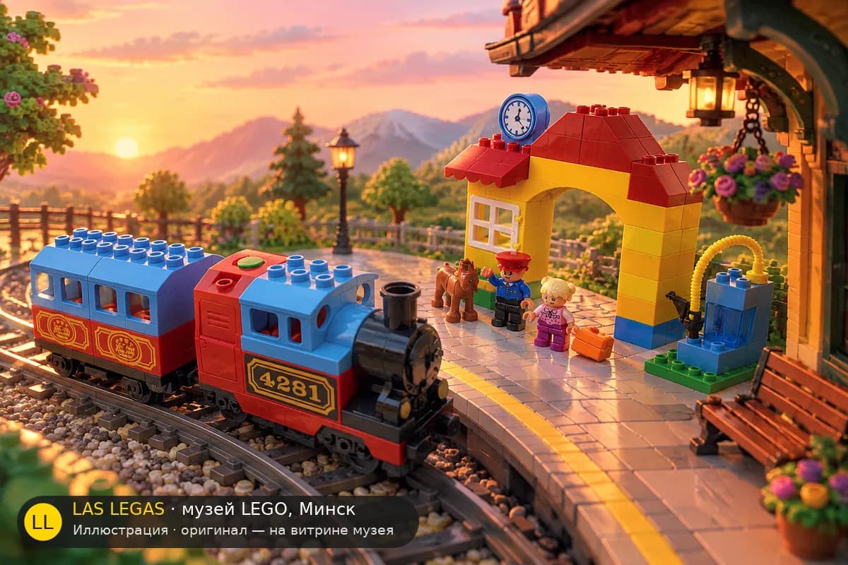 Иллюстрация: LEGO 10507 Мой первый поезд в диораме своего сюжета
