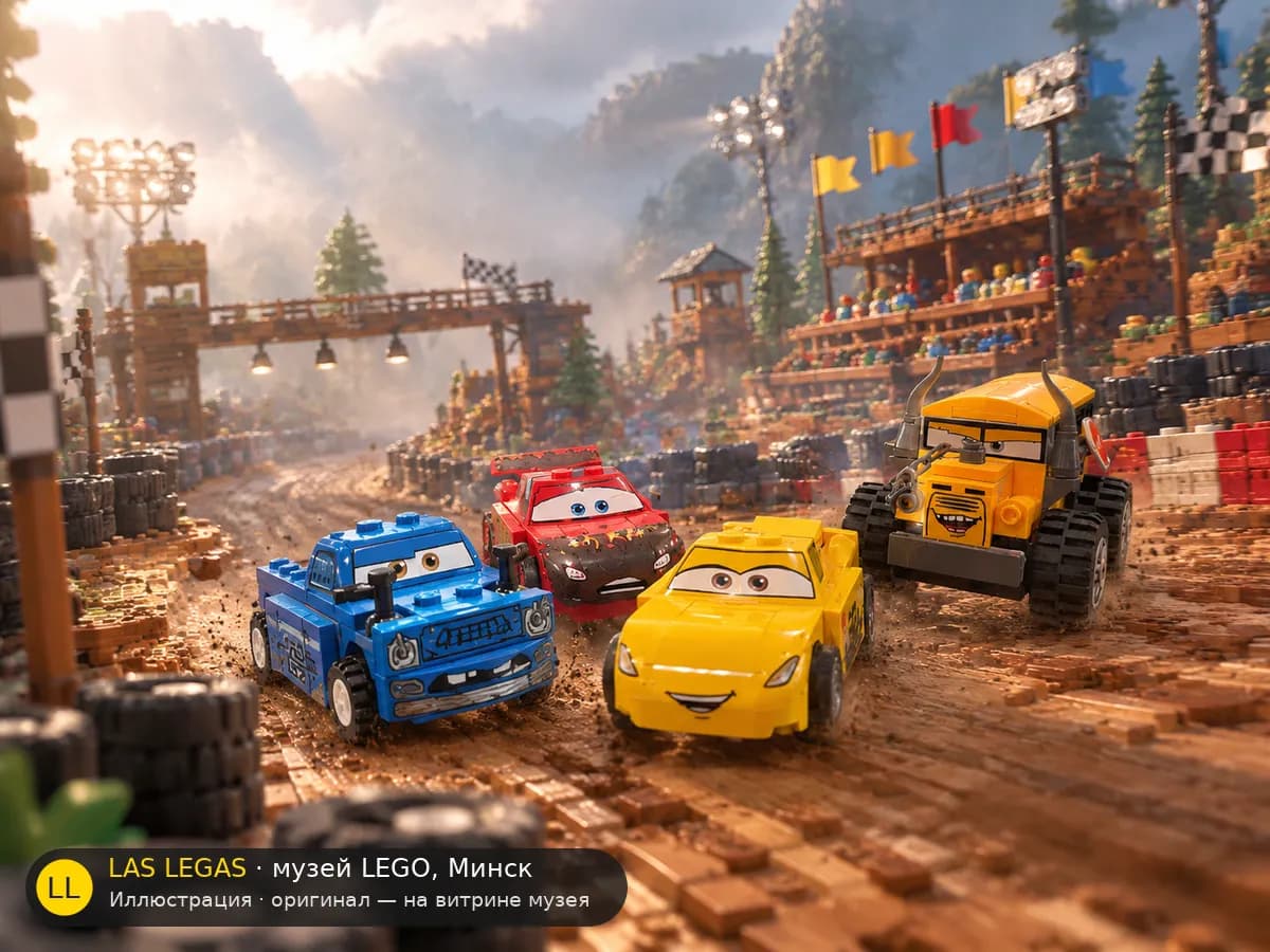 Иллюстрация: LEGO 10744 Гонка «Безумная восьмёрка» в Громовой впадине в диораме своего сюжета