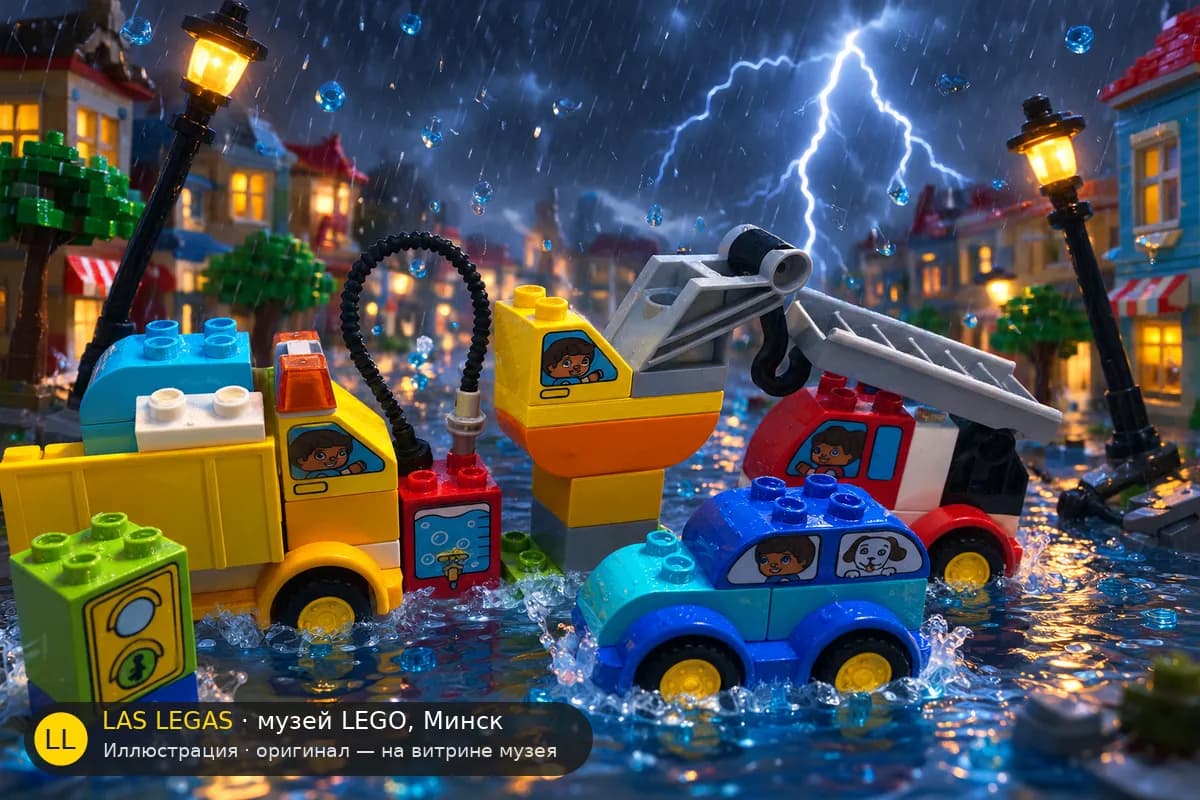 Иллюстрация: LEGO 10816 Мои первые машинки и грузовики в диораме своего сюжета