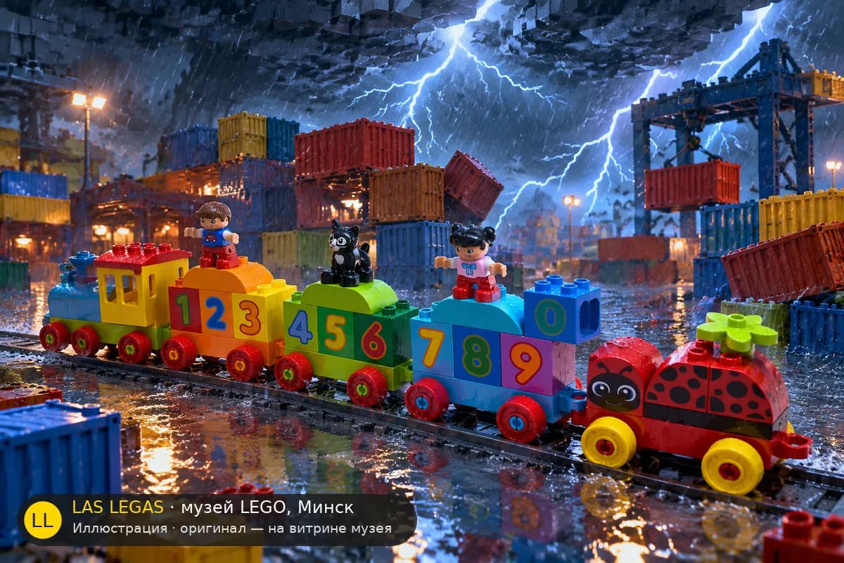 Иллюстрация: LEGO 10847 Первый поезд с цифрами в диораме своего сюжета