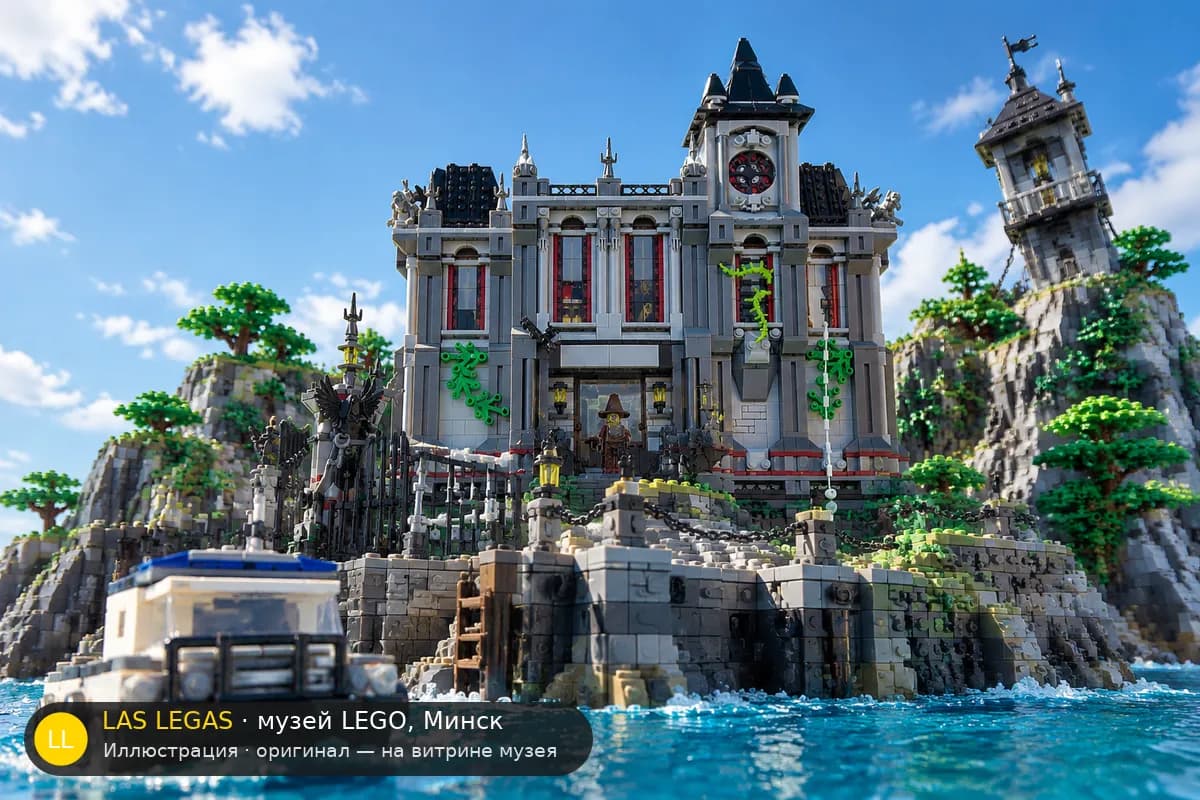 Иллюстрация: LEGO 10937 Бэтмен: побег из лечебницы Аркхем в диораме своего сюжета