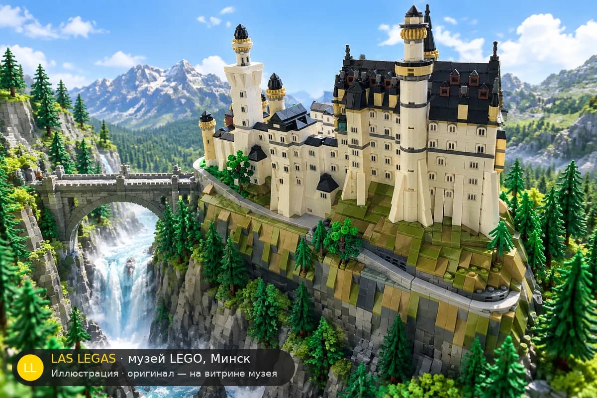Иллюстрация: LEGO 21063 Замок Нойшванштайн в диораме своего сюжета