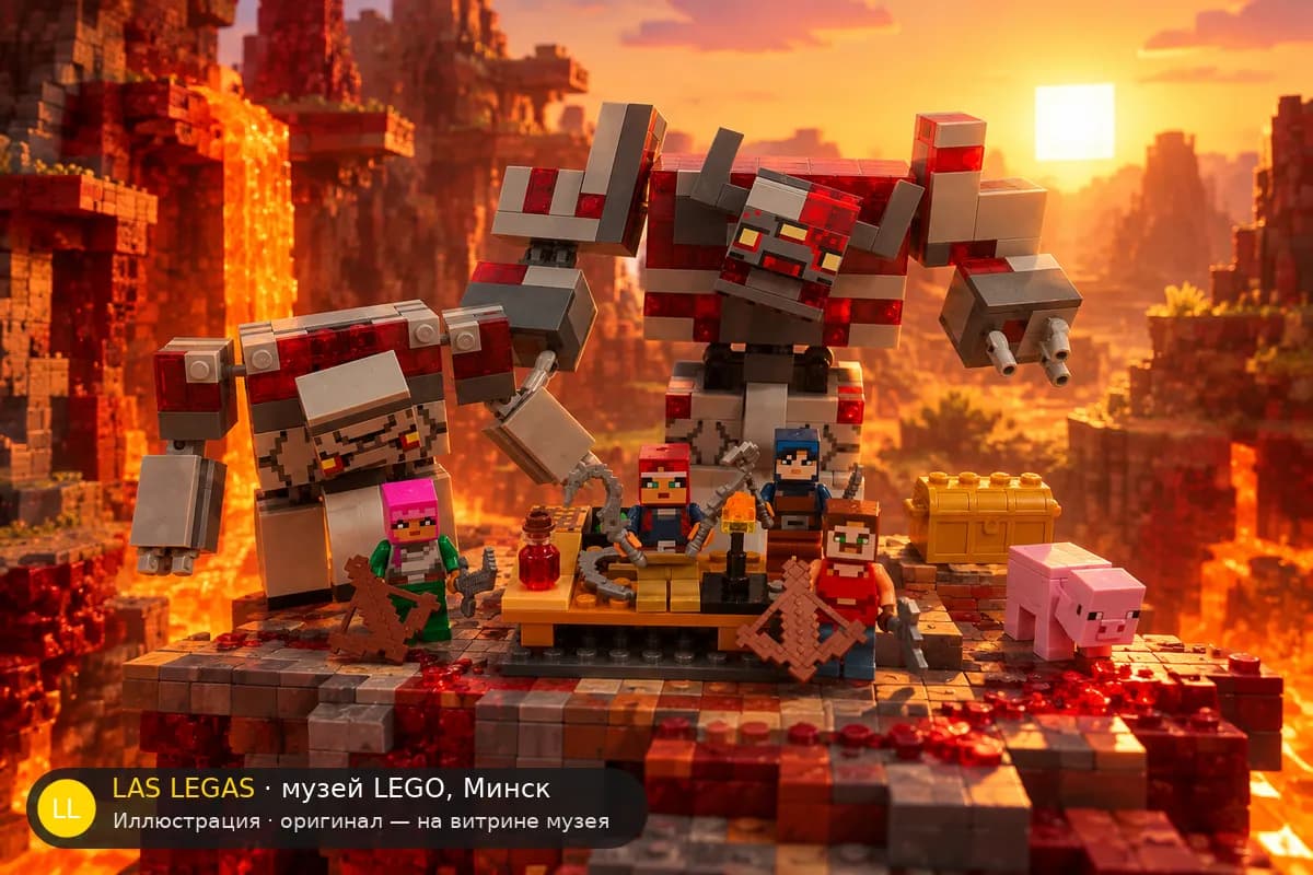 Иллюстрация: LEGO 21163 Битва за Редстоун в диораме своего сюжета