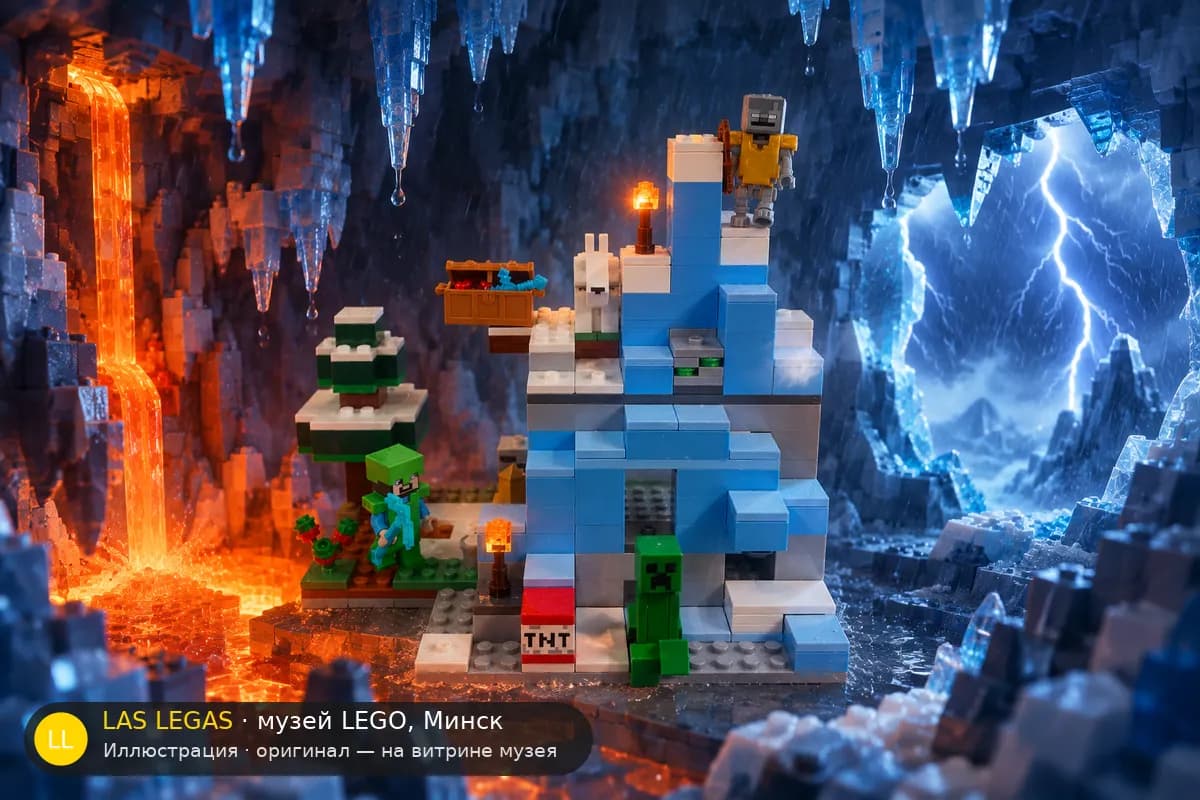 Иллюстрация: LEGO 21243 Ледяные вершины в диораме своего сюжета