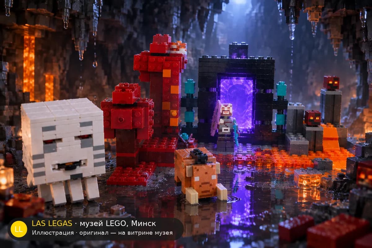 Иллюстрация: LEGO 21255 Засада у портала в Нижний мир в диораме своего сюжета