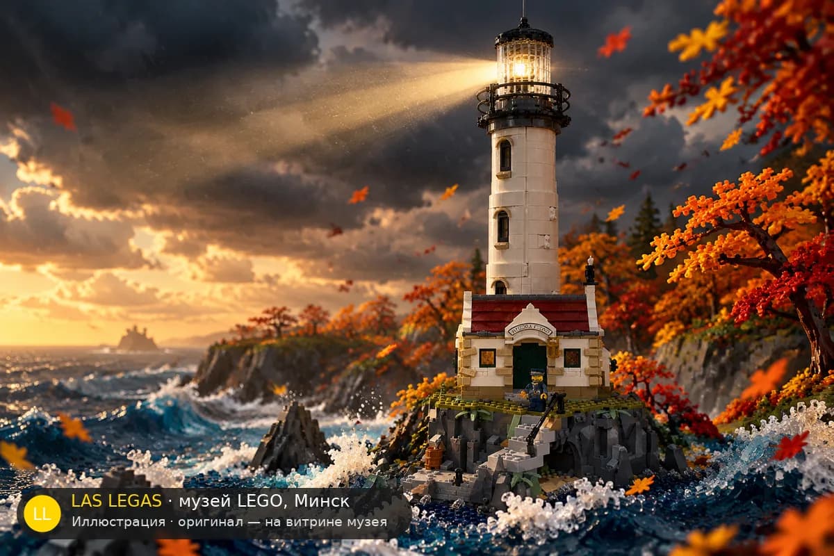 Иллюстрация: LEGO 21335 Моторизованный маяк в диораме своего сюжета