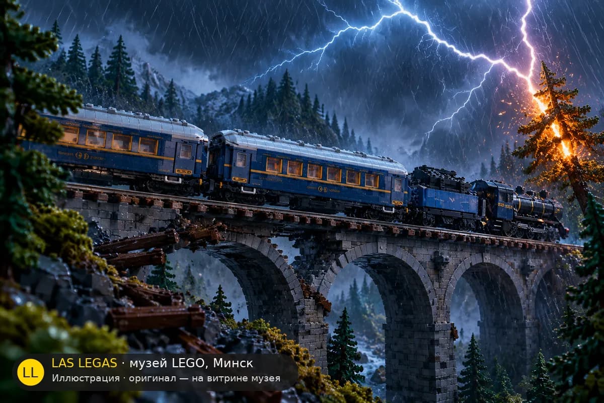 Иллюстрация: LEGO 21344 Восточный экспресс в диораме своего сюжета