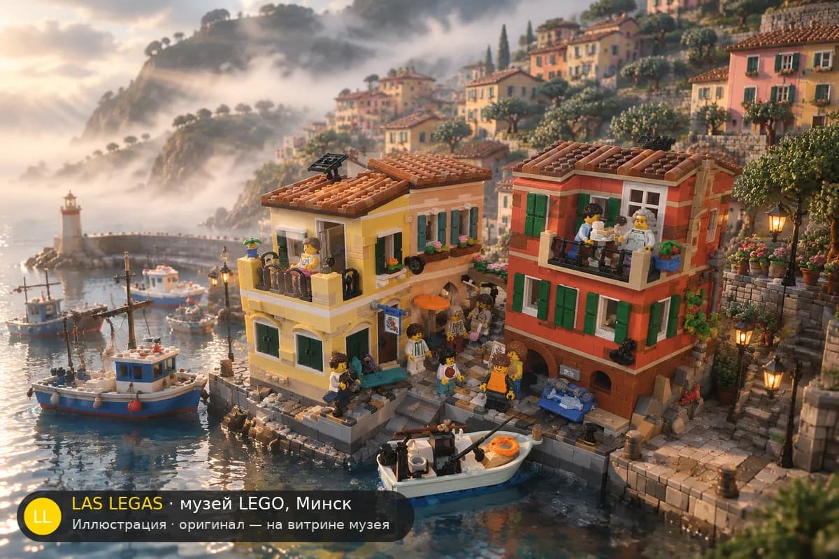 Иллюстрация: LEGO 21359 Итальянская Ривьера в диораме своего сюжета