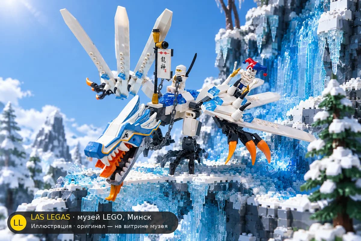 Иллюстрация: LEGO 2260 Ледяной дракон: атака в диораме своего сюжета