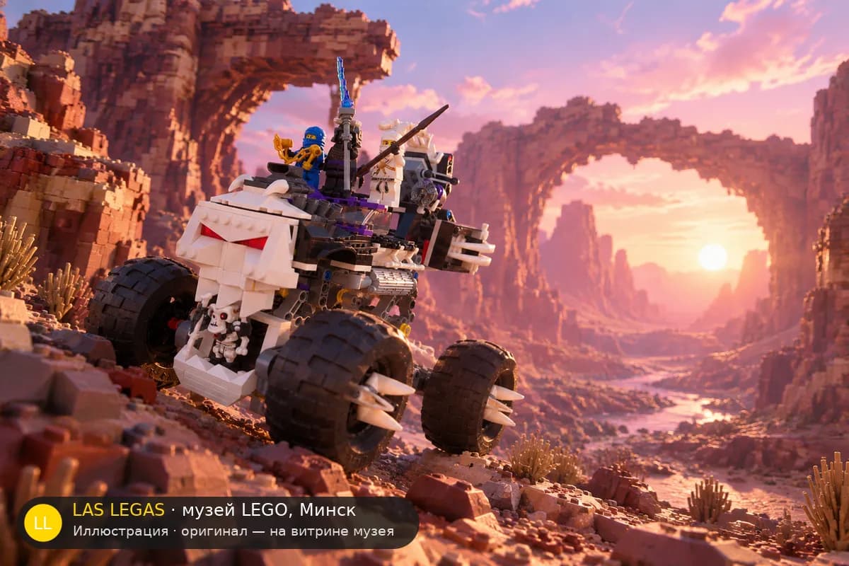 Иллюстрация: LEGO 2506 Скелет-грузовик в диораме своего сюжета