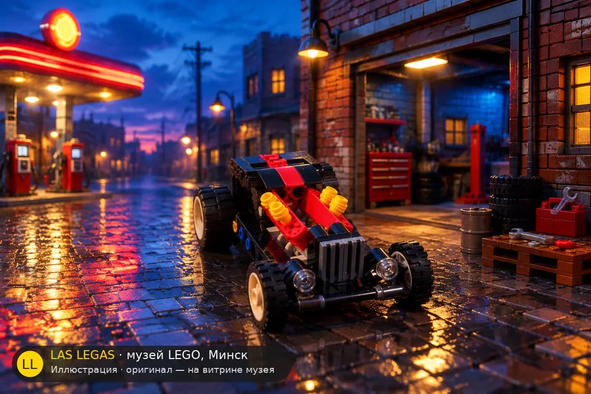 Иллюстрация: LEGO 30735 Хот-род в диораме своего сюжета