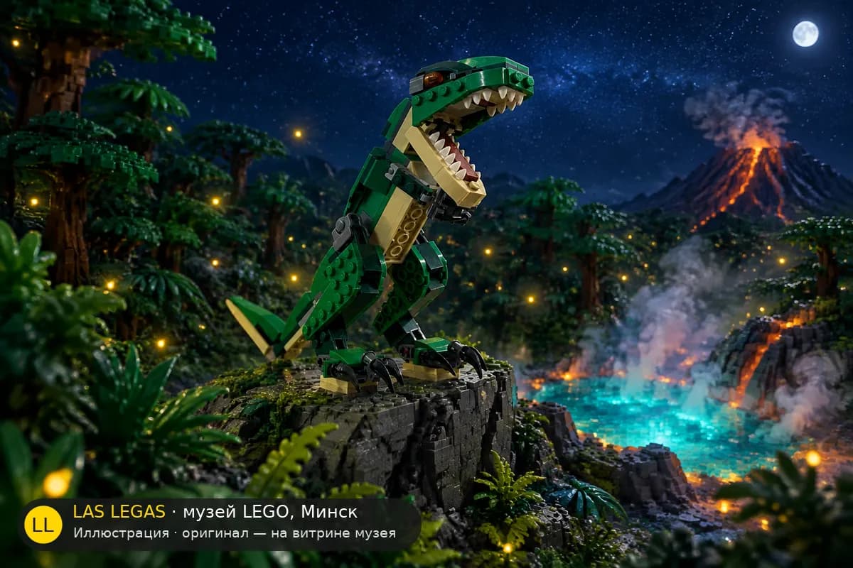 Иллюстрация: LEGO 31058 Грозный динозавр в диораме своего сюжета