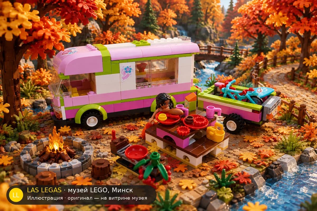 Иллюстрация: LEGO 3184 Кемпер для приключений в диораме своего сюжета