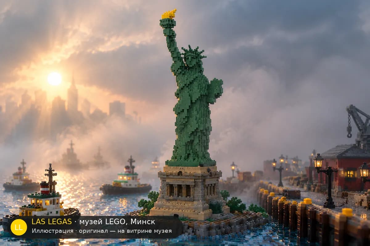 Иллюстрация: LEGO 3450 Статуя Свободы в диораме своего сюжета