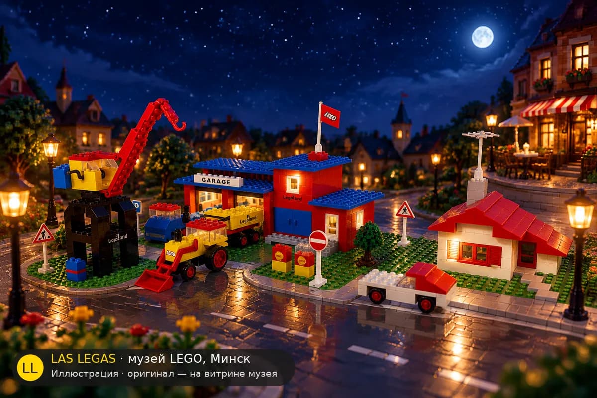Иллюстрация: LEGO 355 Городской центр с дорогами в диораме своего сюжета