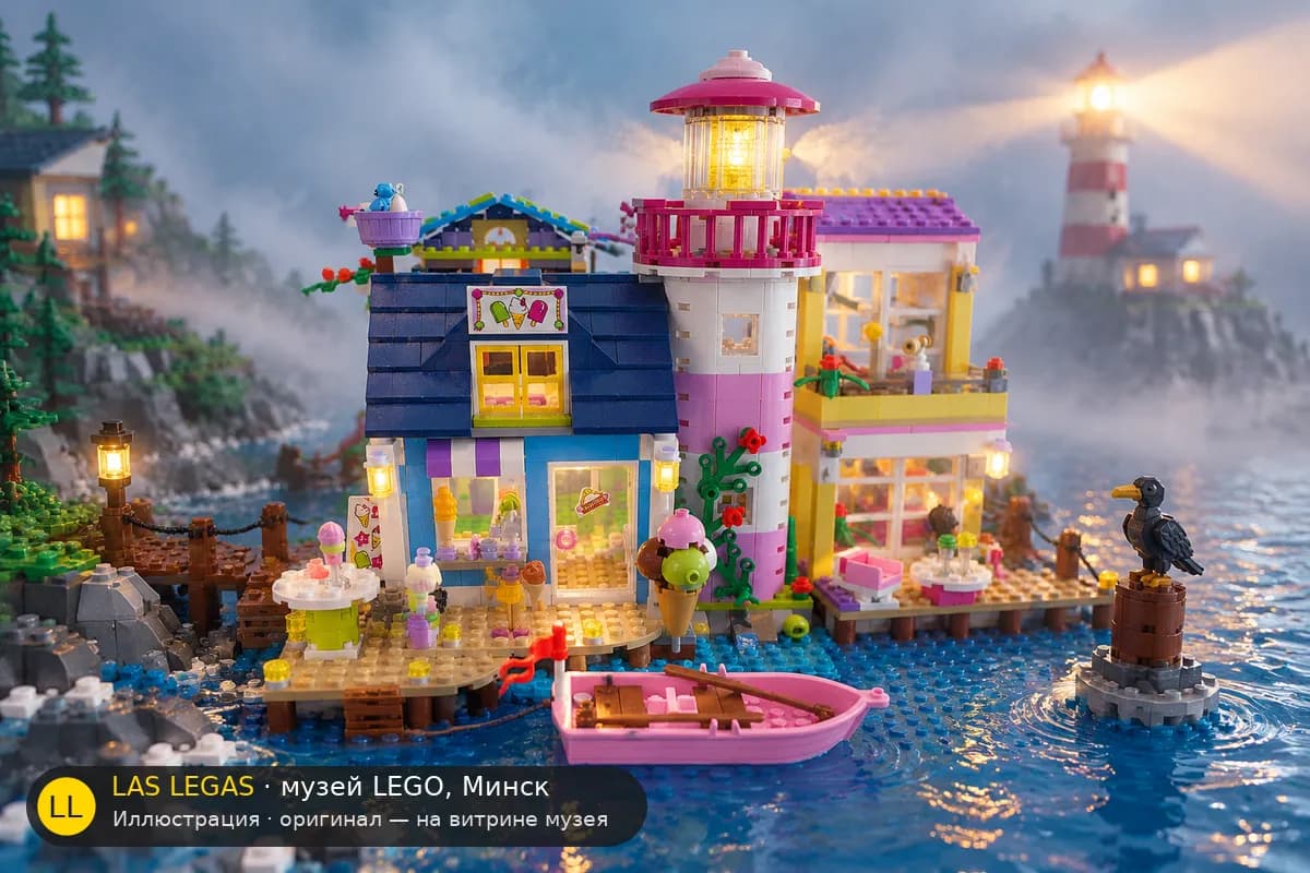 Иллюстрация: LEGO 41094 Маяк Хартлейк в диораме своего сюжета