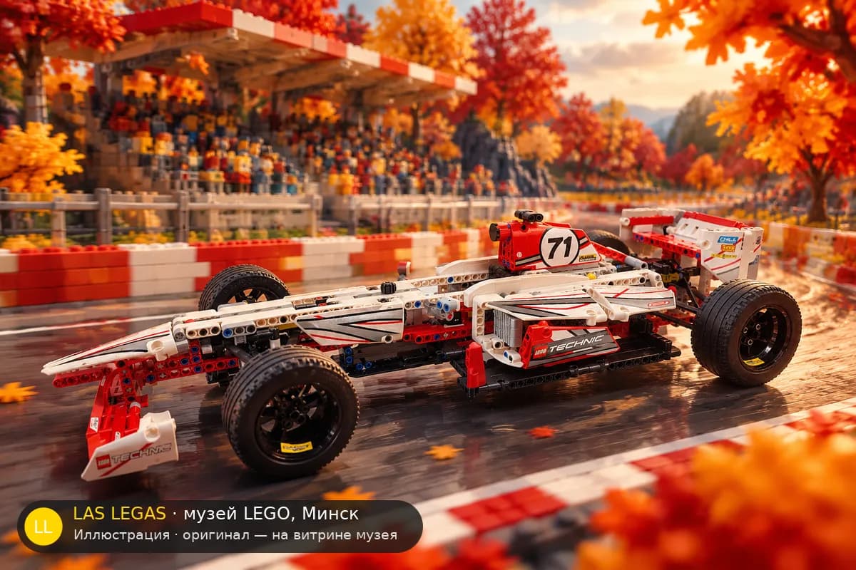 Иллюстрация: LEGO 42000 Гран-при гоночный болид в диораме своего сюжета