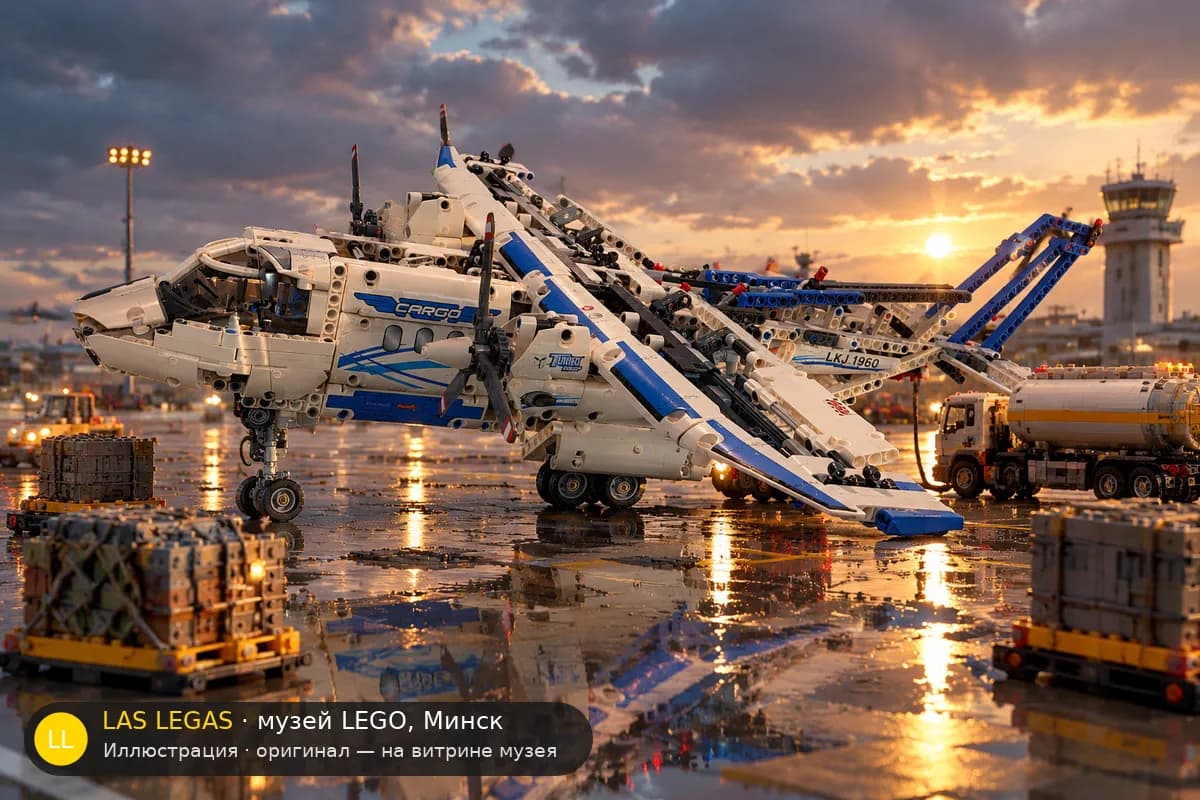 Иллюстрация: LEGO 42025 Грузовой самолёт в диораме своего сюжета