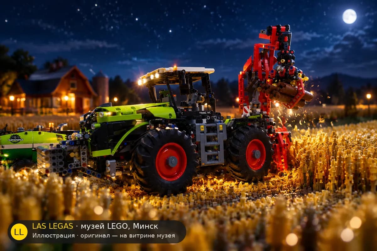 Иллюстрация: LEGO 42054 CLAAS XERION 5000 TRAC VC в диораме своего сюжета