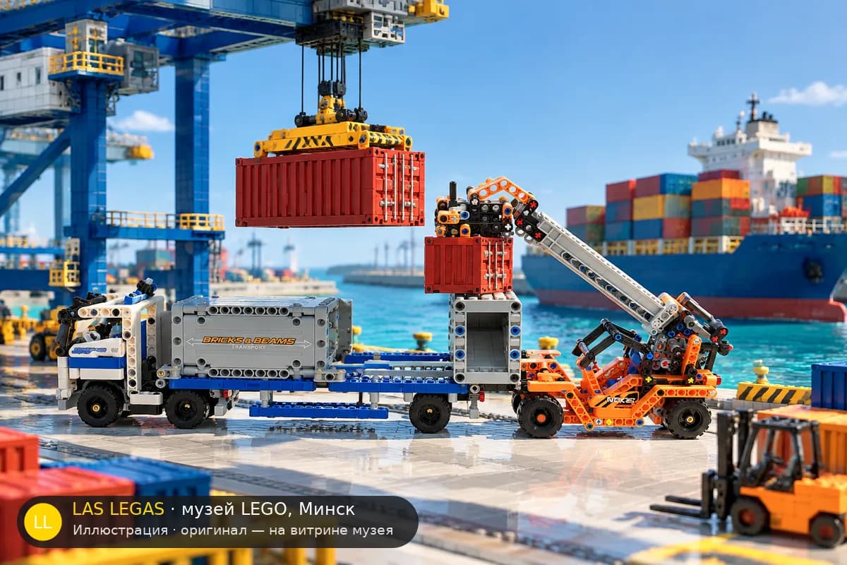 Иллюстрация: LEGO 42062 Контейнерный двор в диораме своего сюжета
