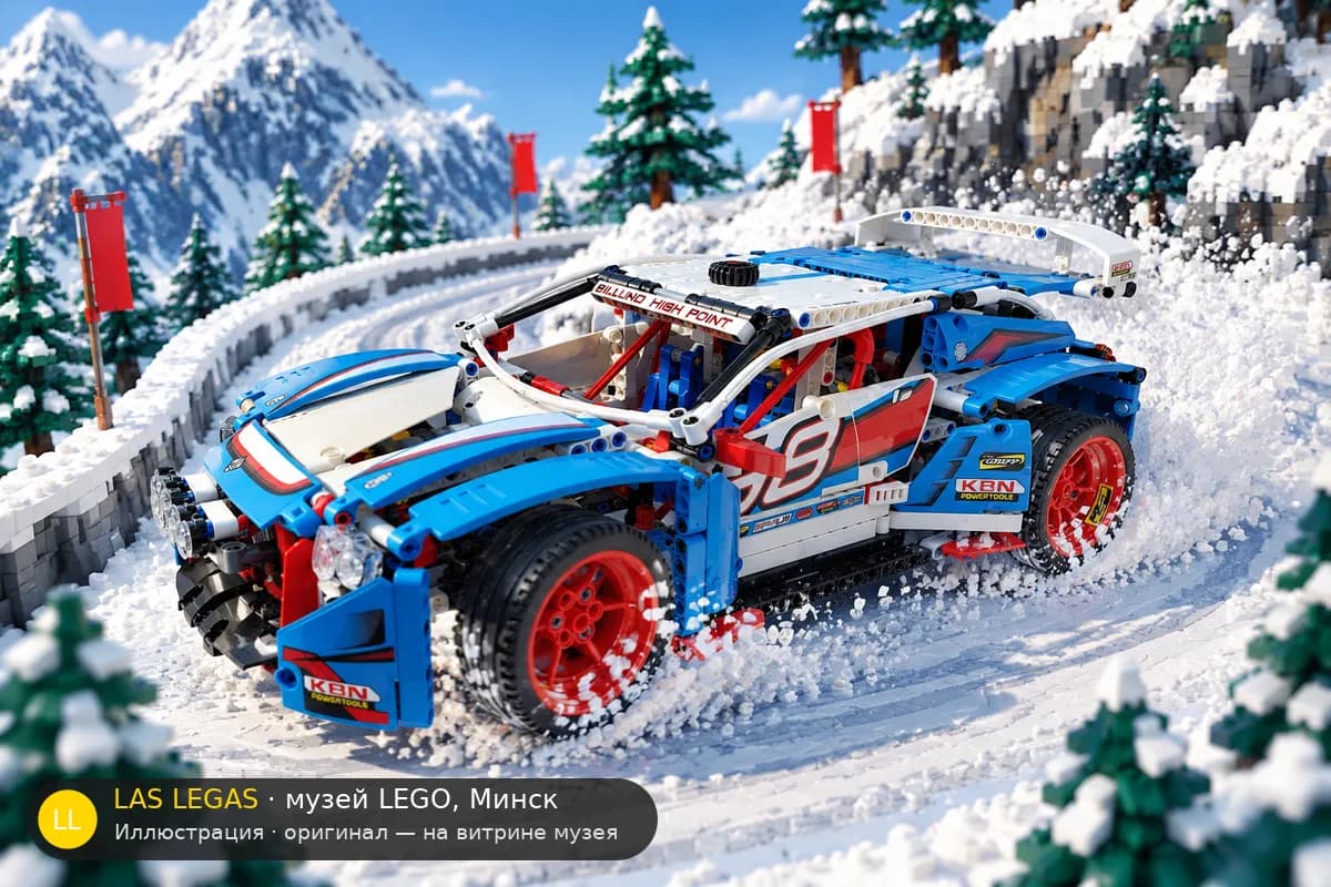 Иллюстрация: LEGO 42077 Раллийный автомобиль в диораме своего сюжета