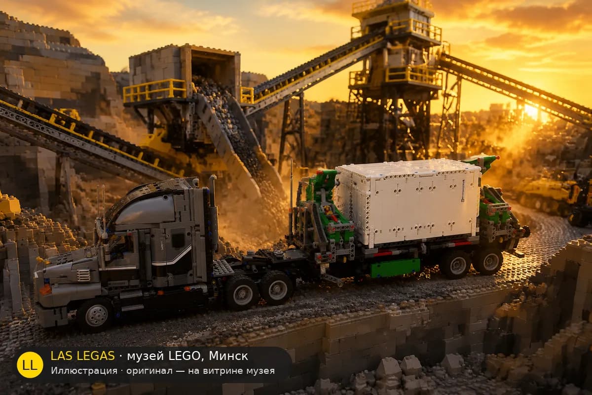 Иллюстрация: LEGO 42078 Mack Anthem в диораме своего сюжета
