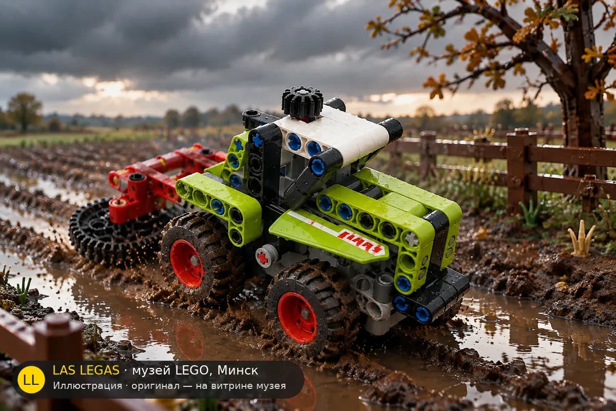 Иллюстрация: LEGO 42102 Мини CLAAS XERION в диораме своего сюжета