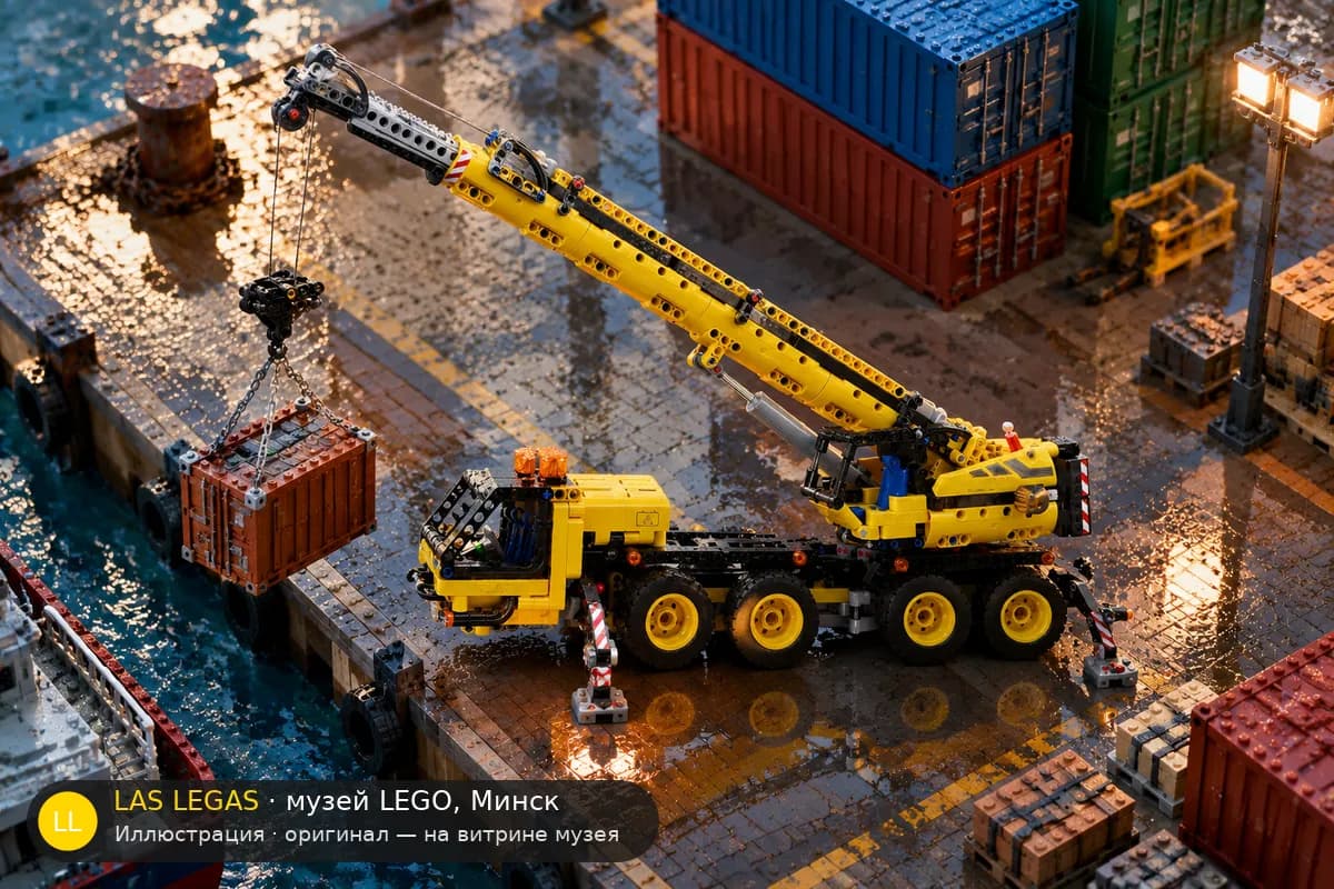 Иллюстрация: LEGO 42108 Мобильный кран в диораме своего сюжета