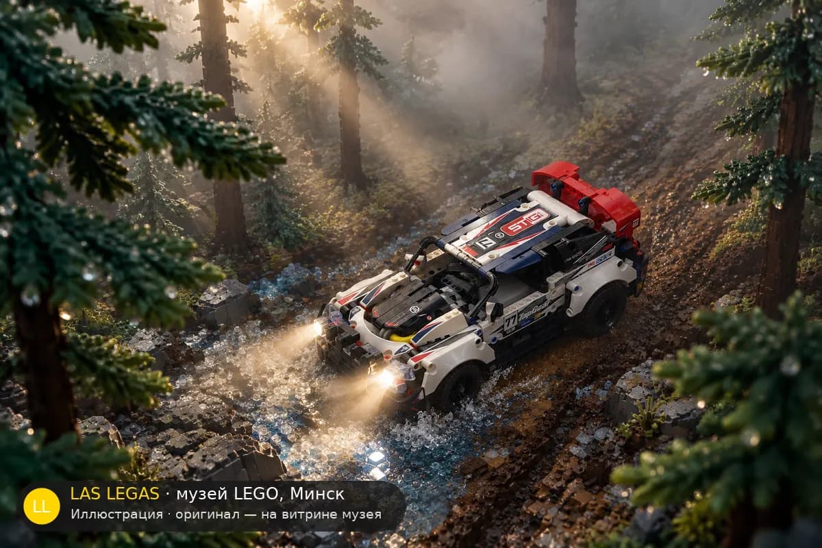 Иллюстрация: LEGO 42109 Гоночный автомобиль Top Gear в диораме своего сюжета