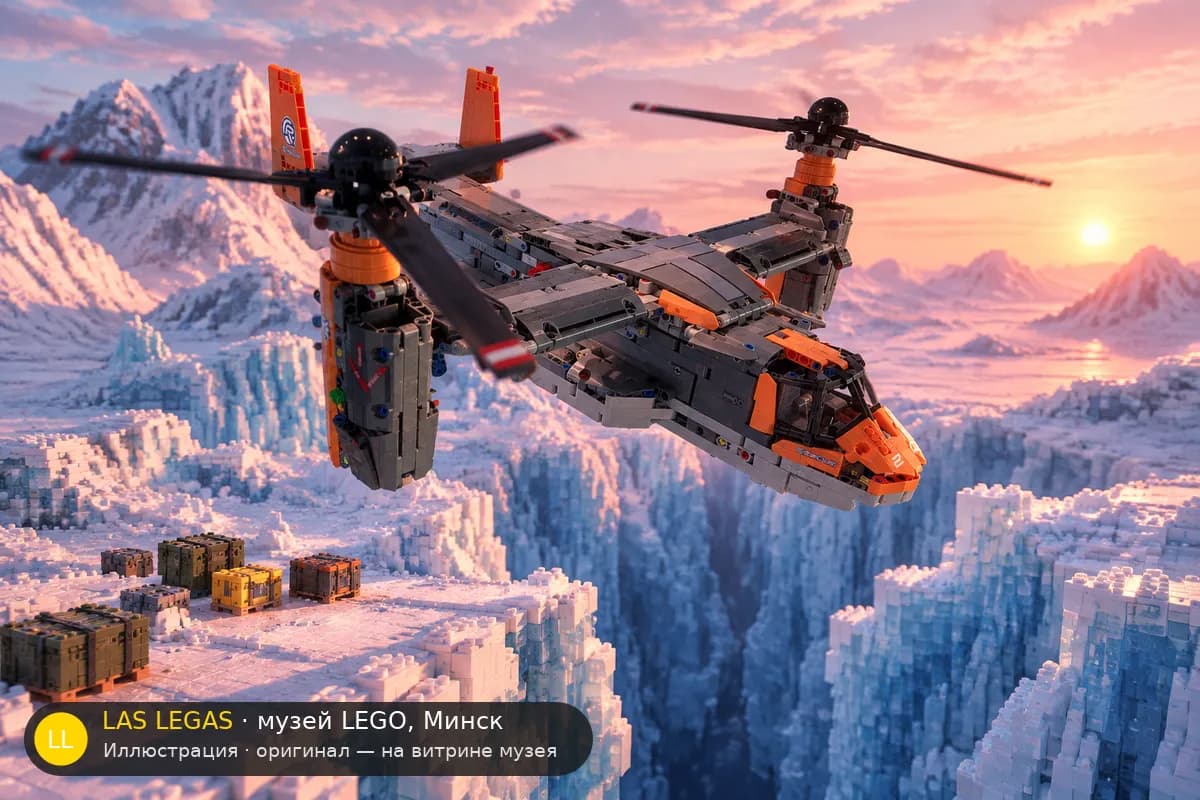 Иллюстрация: LEGO 42113 Bell-Boeing V-22 Osprey в диораме своего сюжета