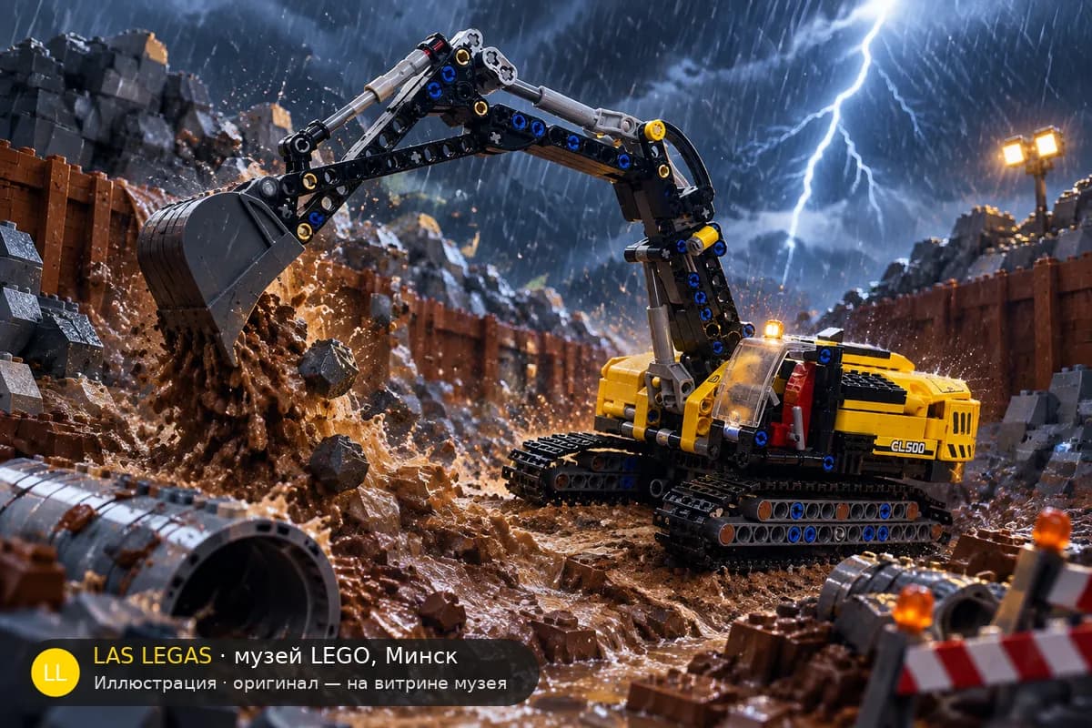 Иллюстрация: LEGO 42121 Тяжёлый экскаватор в диораме своего сюжета