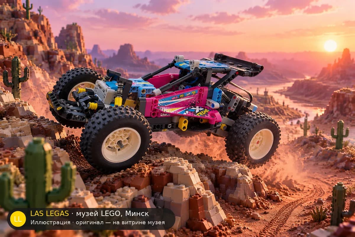 Иллюстрация: LEGO 42124 Багги для бездорожья в диораме своего сюжета