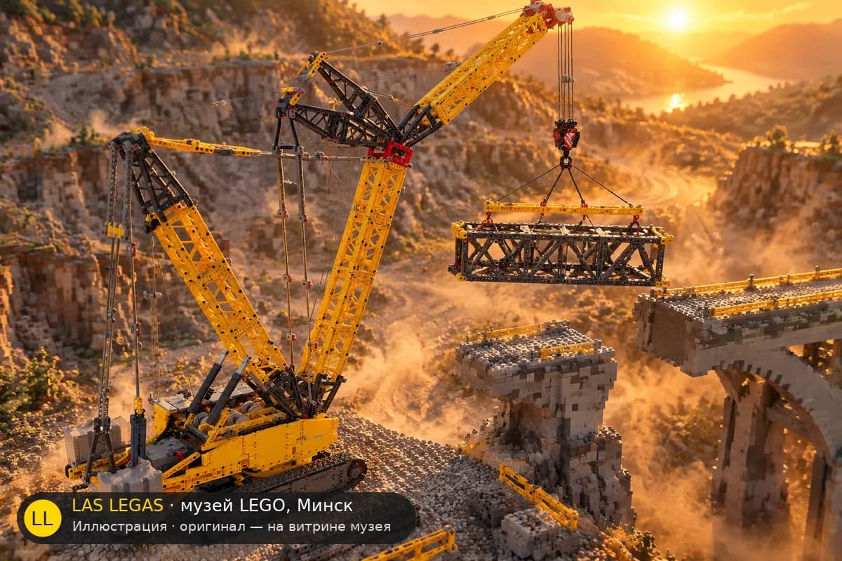 Иллюстрация: LEGO 42146 Гусеничный кран Liebherr LR 13000 в диораме своего сюжета