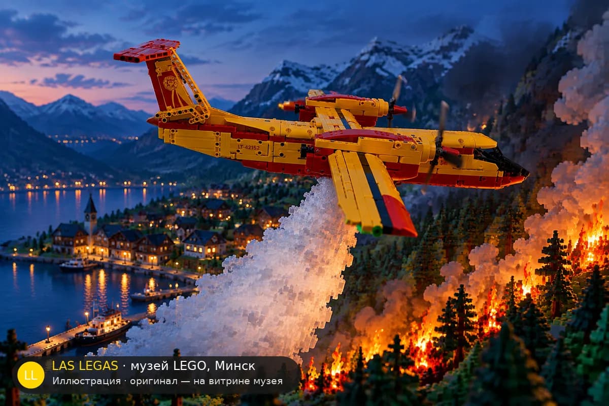 Иллюстрация: LEGO 42152 Пожарный самолёт в диораме своего сюжета