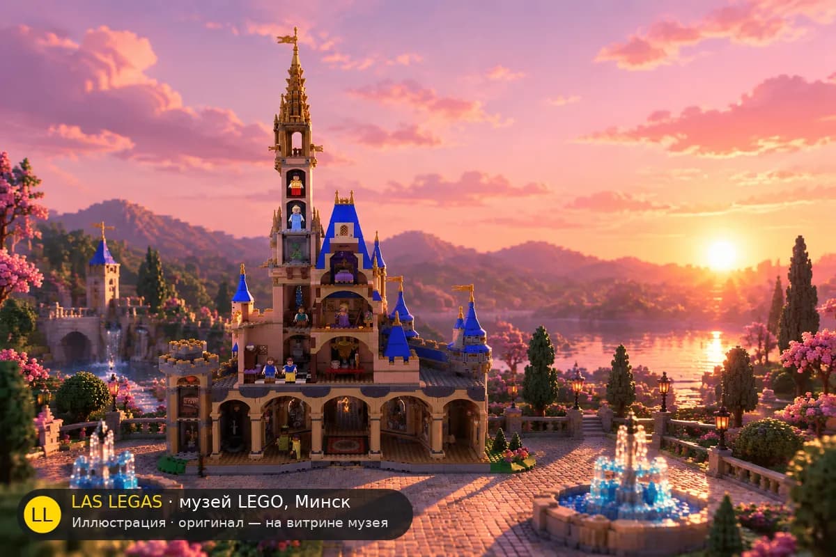 Иллюстрация: LEGO 43222 Замок Дисней в диораме своего сюжета