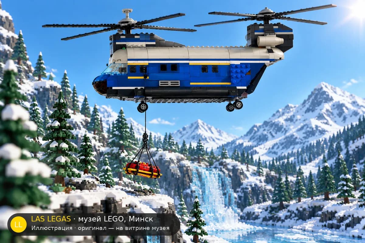 Иллюстрация: LEGO 4439 Тяжёлый вертолёт в диораме своего сюжета