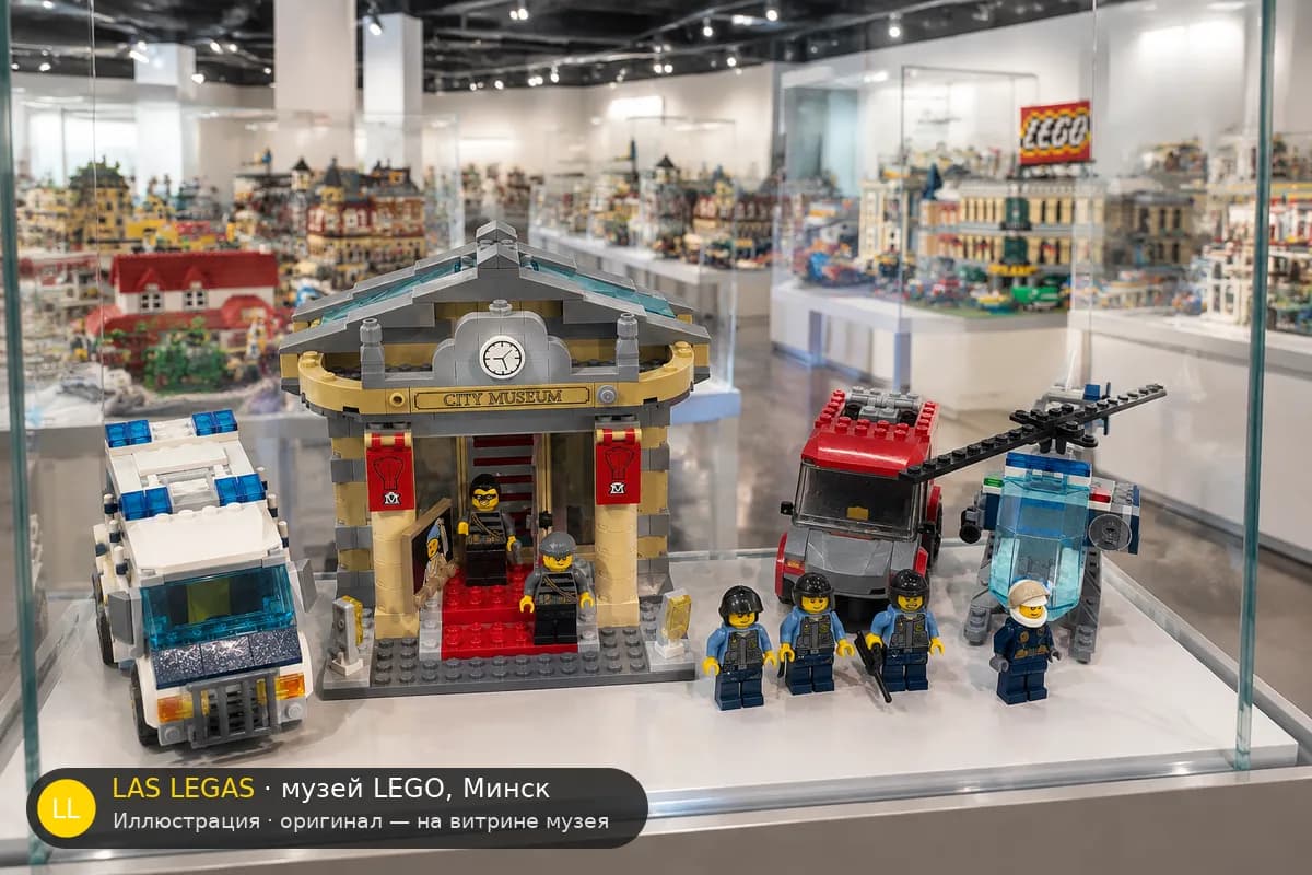 Иллюстрация: LEGO 60008 Ограбление музея на витрине в зале музея Las Legas