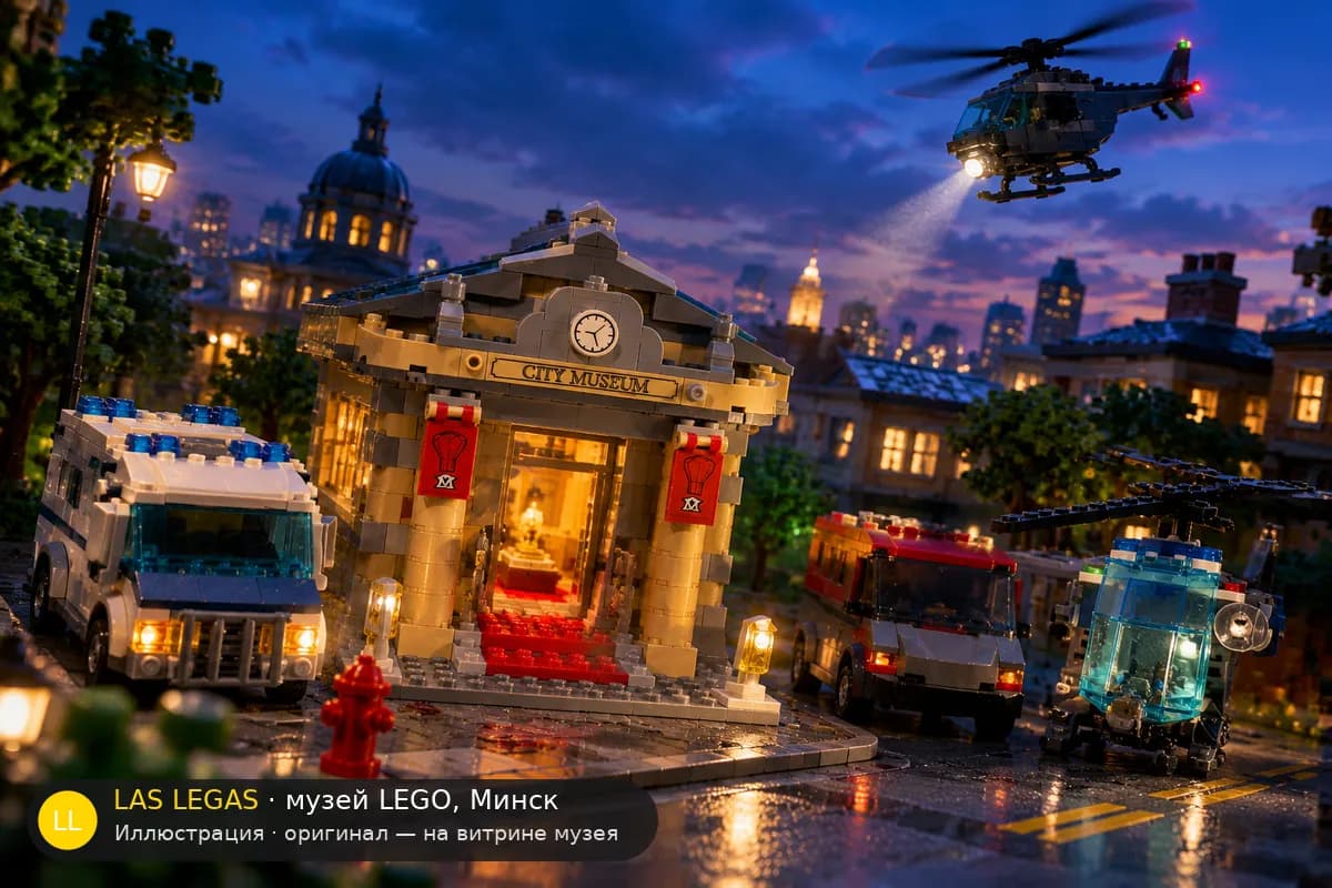 Иллюстрация: LEGO 60008 Ограбление музея в диораме своего сюжета