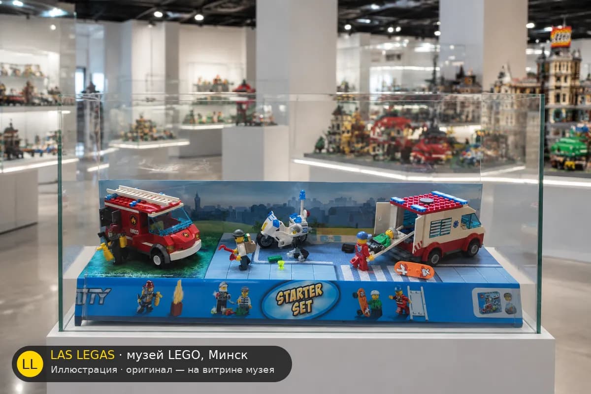 Иллюстрация: LEGO 60023 LEGO City Стартовый набор на витрине в зале музея Las Legas