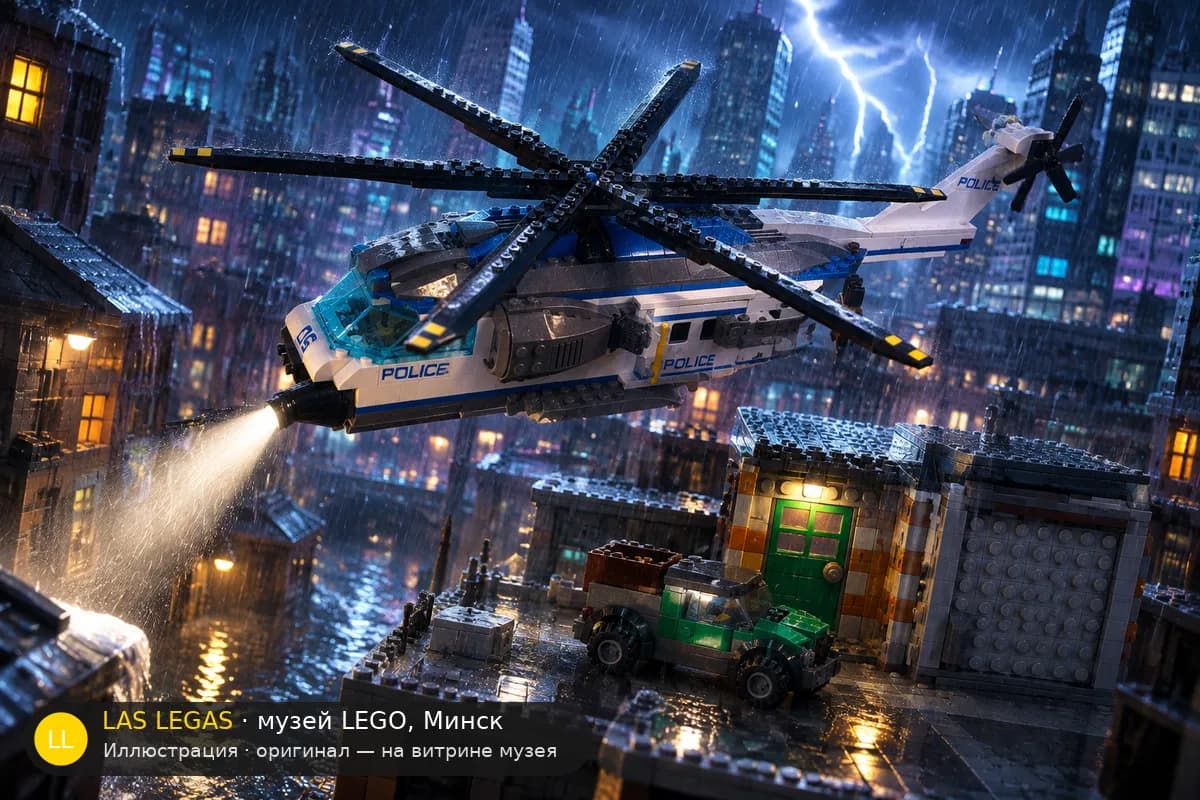 Иллюстрация: LEGO 60046 Полицейское воздушное наблюдение в диораме своего сюжета